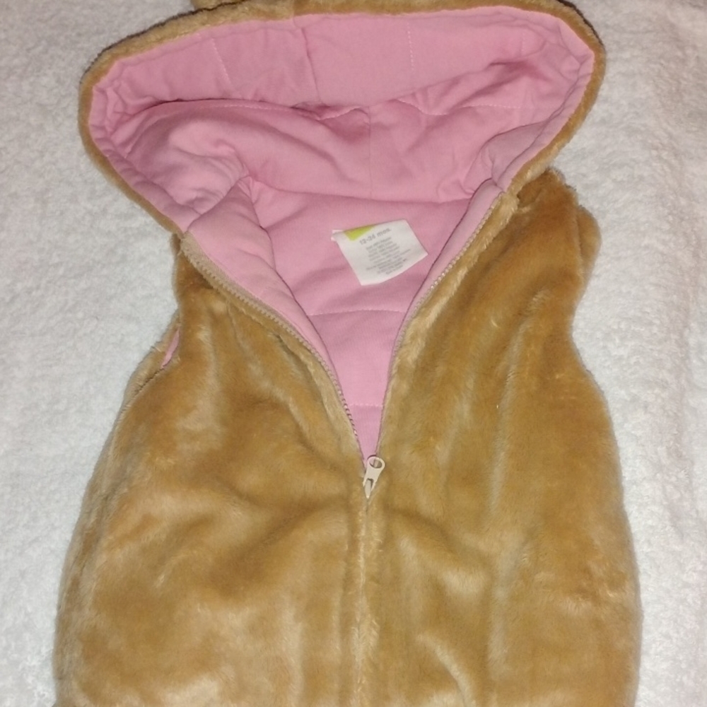 Faux Fur Vest with Pink Lining